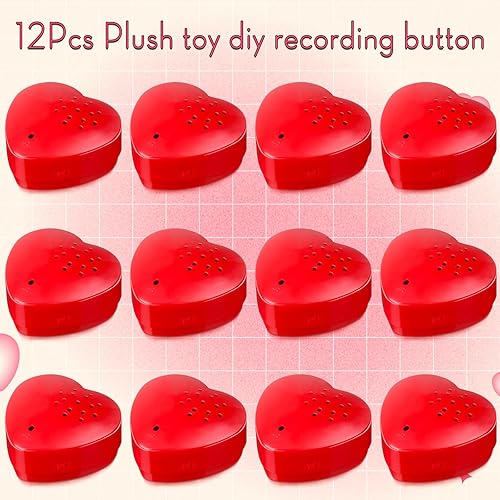 Miniatura 3 de Fabbay Paquete de 12 grabadoras de voz para animales de peluche, botón grabador de sonido en forma de corazón, botón grabable para grabación de voz,