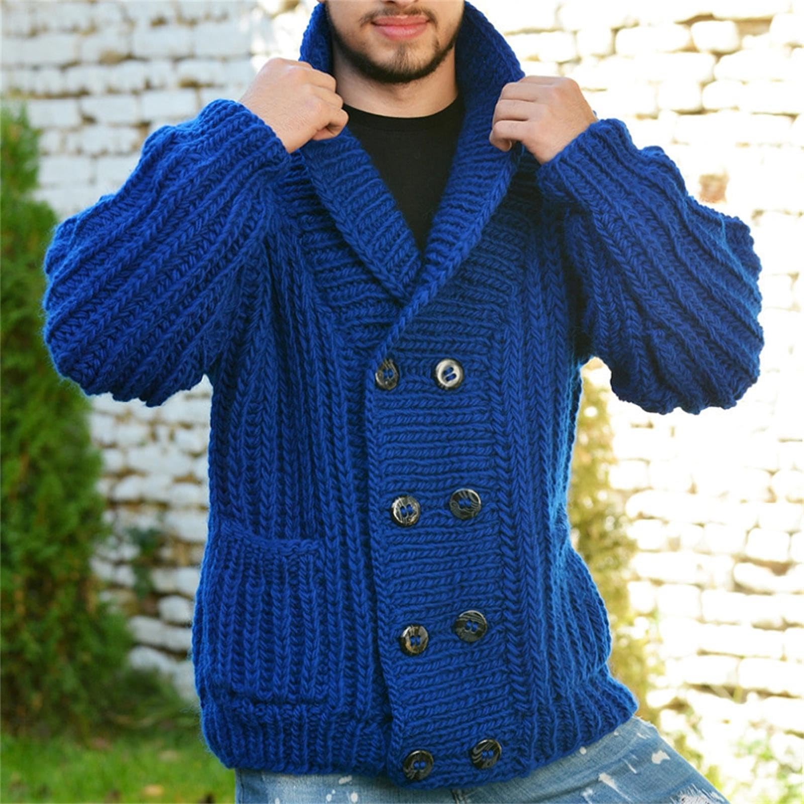 Cardigan da uomo Maglione da uomo Autunno/Inverno Addensato Doppio Petto Maglione Grosso Sciolto Giacca di Lana