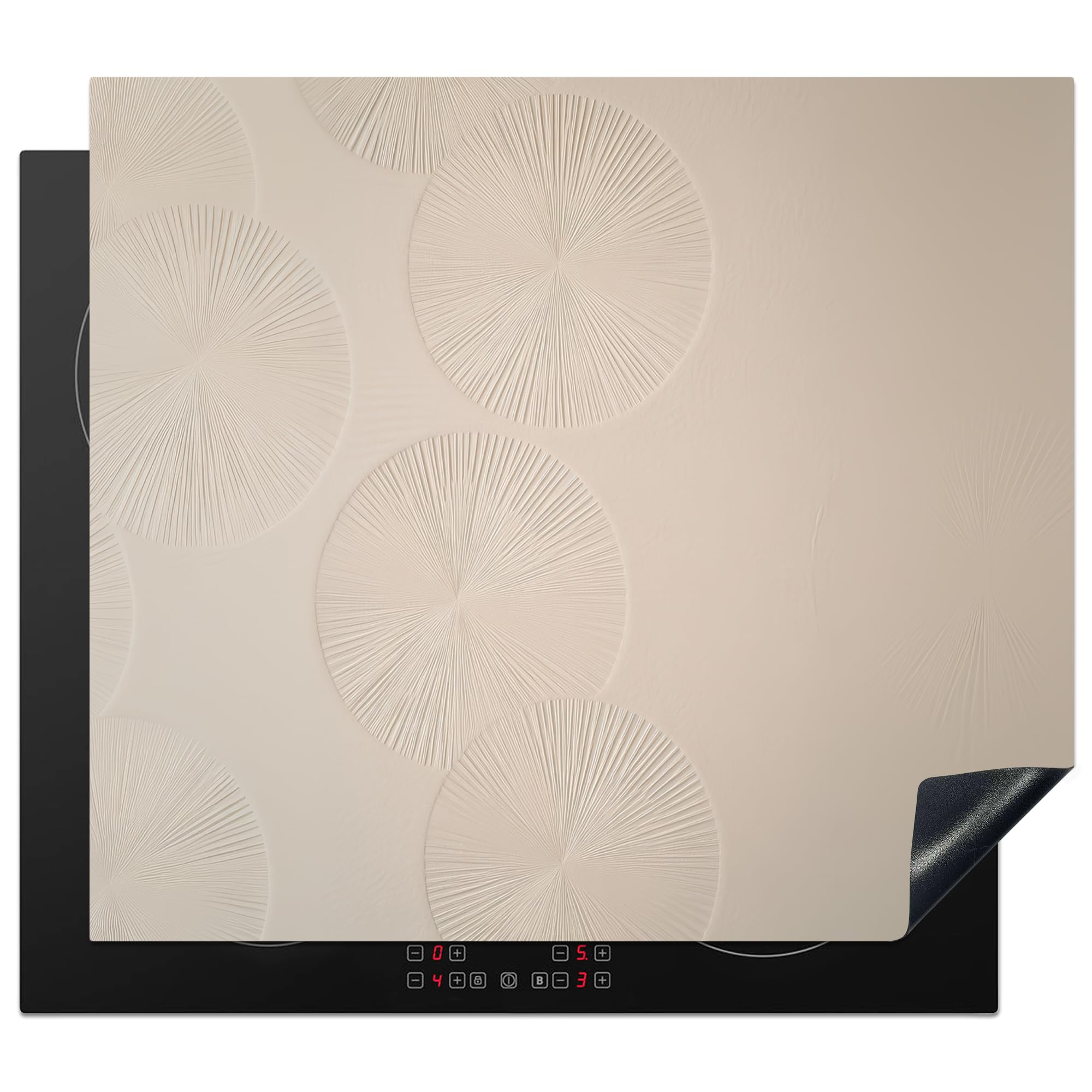 KitchenYeah© Protector Vitroceramica 60x52 cm Tapa para induccion Placa Encimera Cubre de Protectora Cocina Japandi - Beige - Moderno