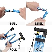 Vista 4 de Walking Cane PANZHENG Cane for Man/Woman Mobility & Daily Living Aids 5-Level Height Adjustable Walking Stick Comfortable Plastic T-Handle