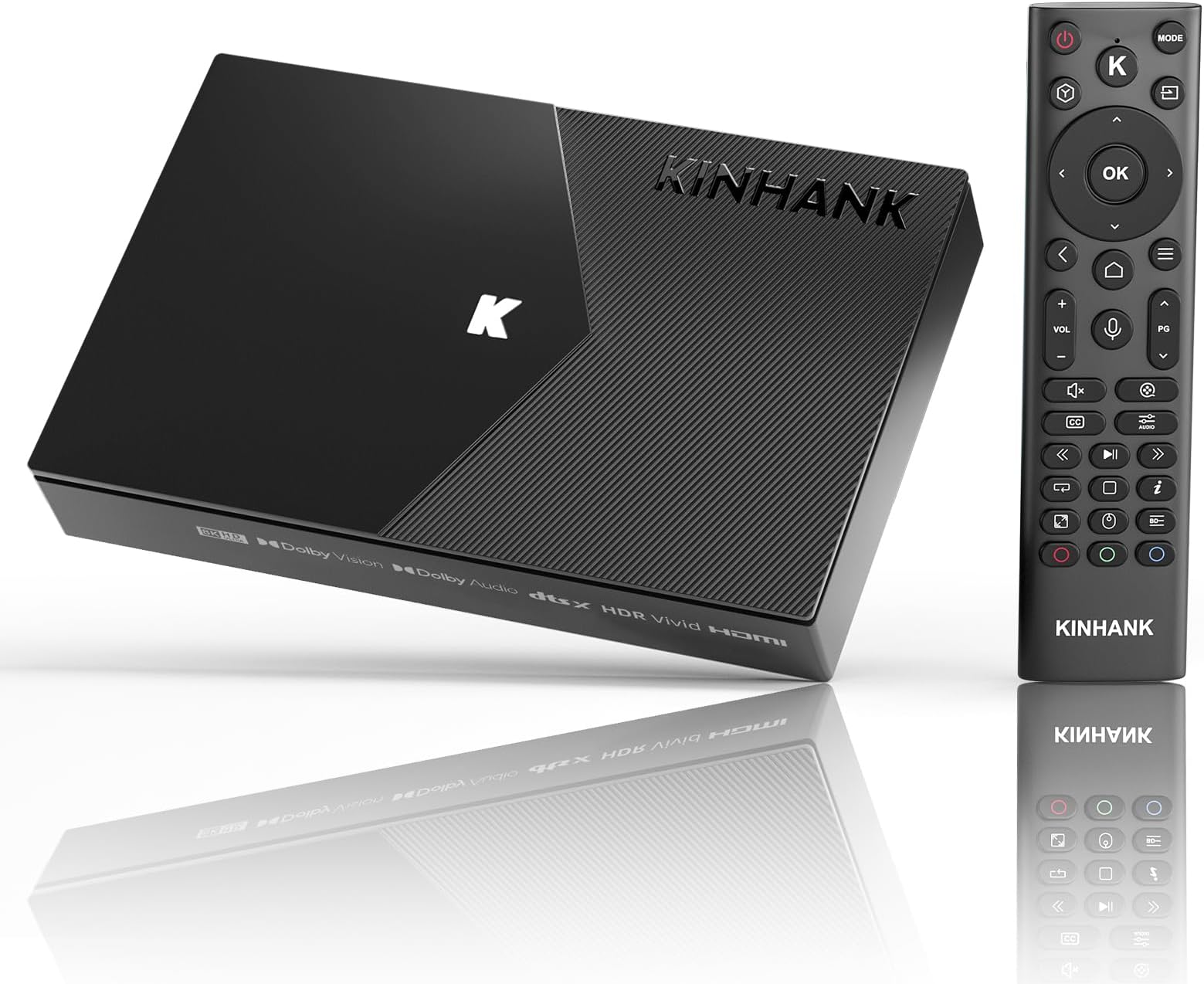 Kinhank K9 8K Hard Drive Player,2025 Android-TV-Box,4GB RAM+64GB ROM,8K Ultra HD,WI-FI 6,BT 5.2,SATA USB 3.0,HDMI 2.1,AV1