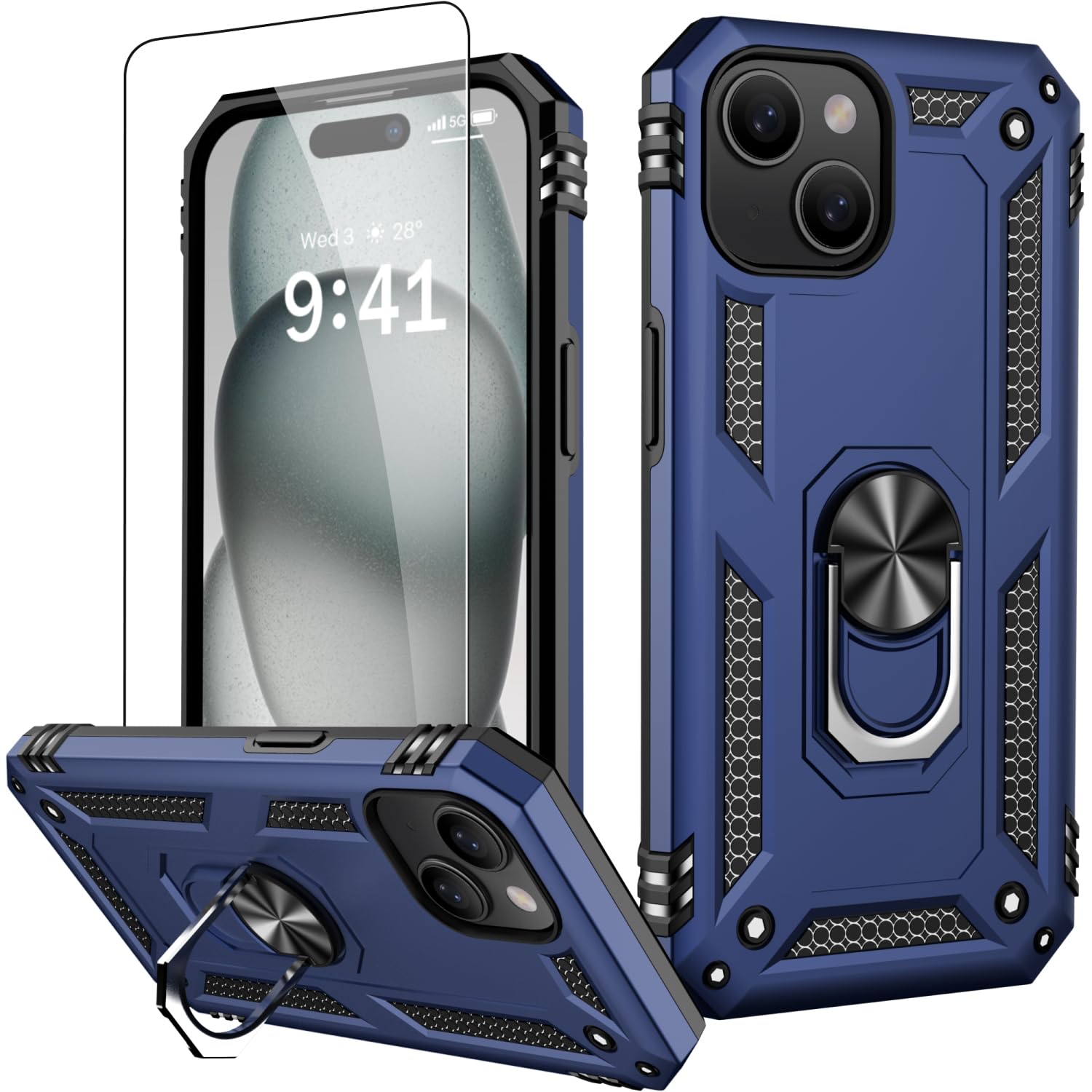 IKAZZ for iPhone 14 Case 6.1 Inch with Screen Protector,Military Grade Shockproof Heavy Duty Protective Phone Cover Pass 1...