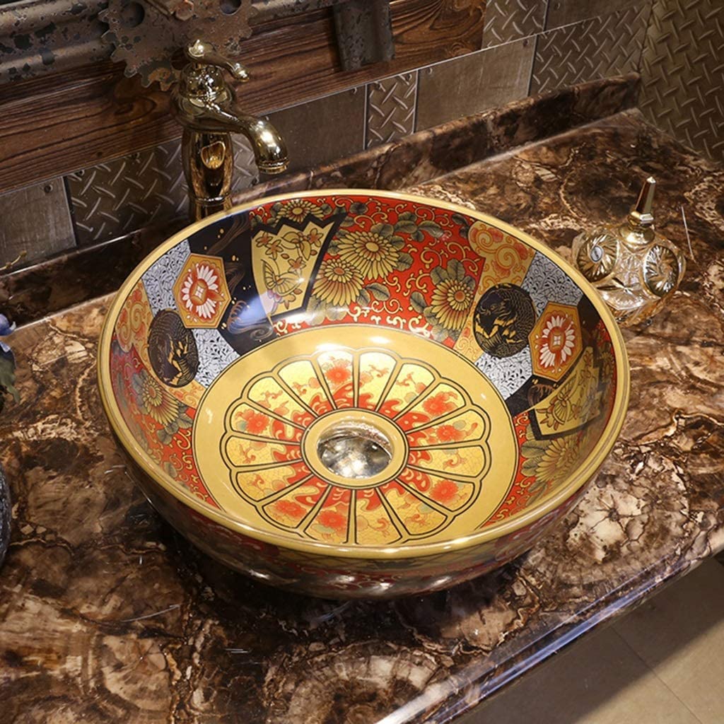 Ceramiczna Umywalka Łazienkowa Nablatowa, Umywalka Nablatowa Do Łazienki, Sztuka Ogrodowa W Stylu Vintage, Umywalka Nablatowa, A40*15 Cm, A40*15 Cm
