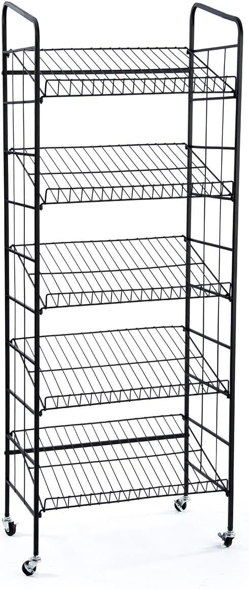 Displays2go BR5GSH24BK Rolling Baker's Display Rack with Five Angled Shelves : Industrial & Scientific