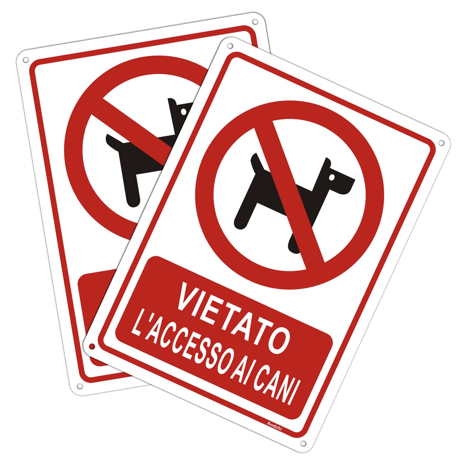 Andchi 2pcs cane divieto segno No Dog accesso avvertimento segno vietato per l'ufficio Hotel Ristorante ecc18x25cm (rosso-cani vietati)