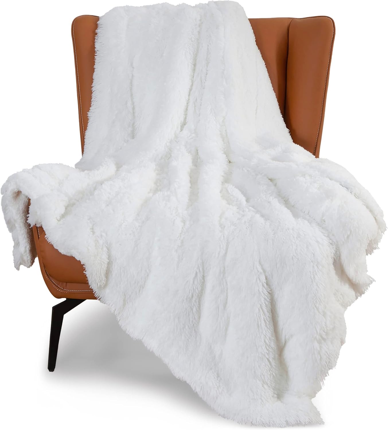 Bedsure Faux Fur Throw Blanket White Fuzzy, Fluffy, and