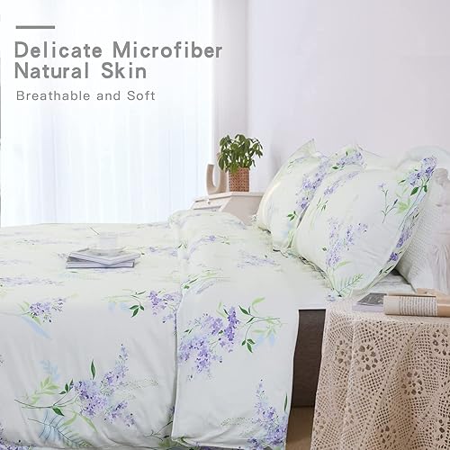 Miniatura 7 de Funda de edredón tamaño matrimonial, 100% algodón egipcio lavable de 600 hilos, tamaño matrimonial (80 x 90 pulgadas) con 2 fundas de almohada (20 x