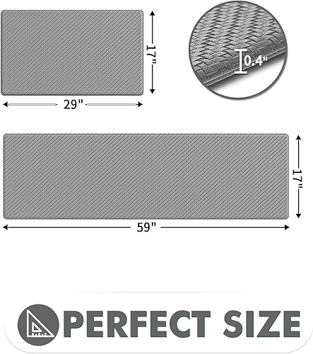 Miniatura 2 de LUMI Juego de tapetes de cocina Antifatiga, antideslizante, impermeable, fácil de limpiar, para cocina, lavandería, sala de estar, dormitorio, baño,