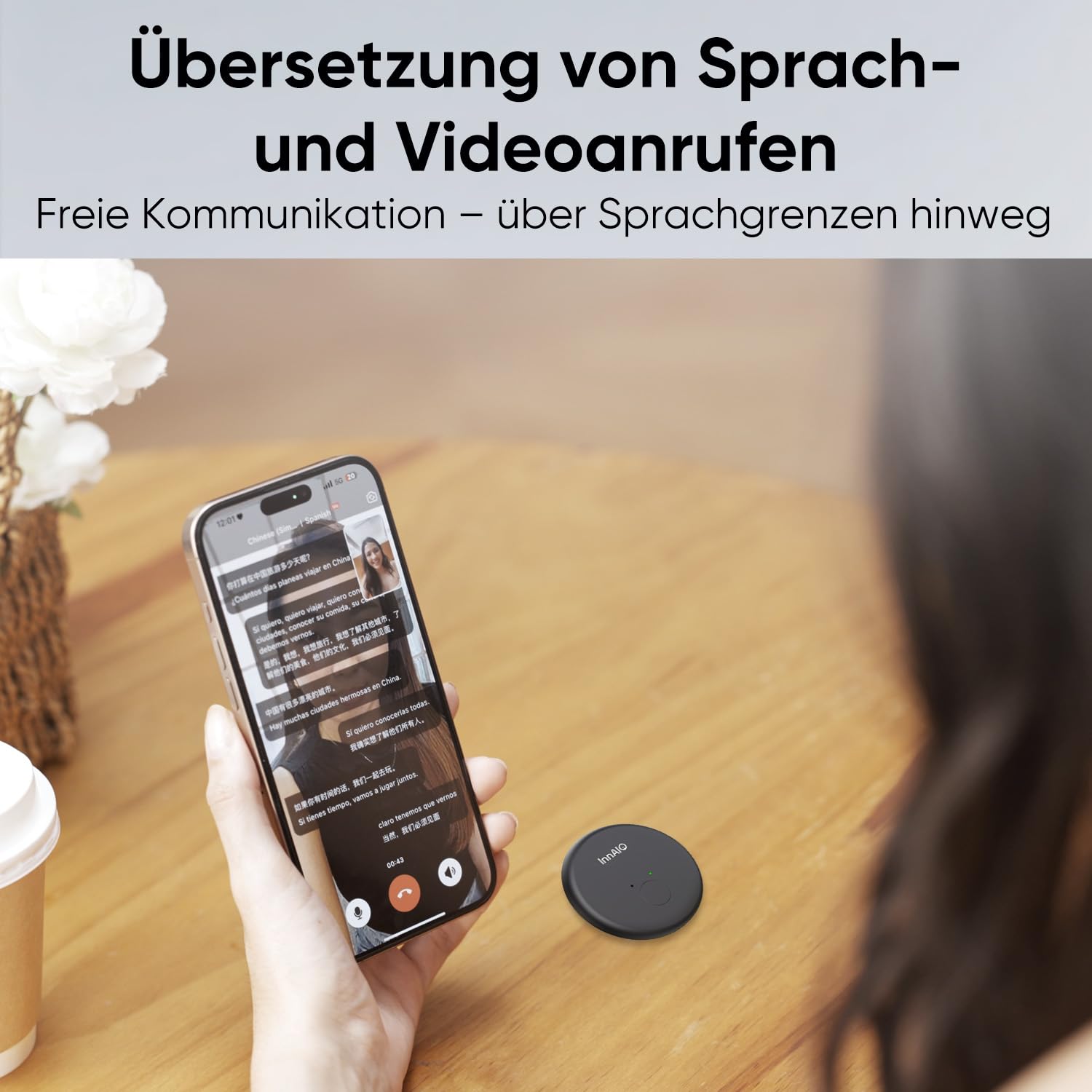 KI Übersetzer, Übersetzungsgerät für 140+ Sprachen, GPT Echtzeitübersetzung, Sprachübersetzer mit Sprachklonung, Anrufe & Video, KI Sitzungsprotokolle, Fotübersetzung, Schwarz