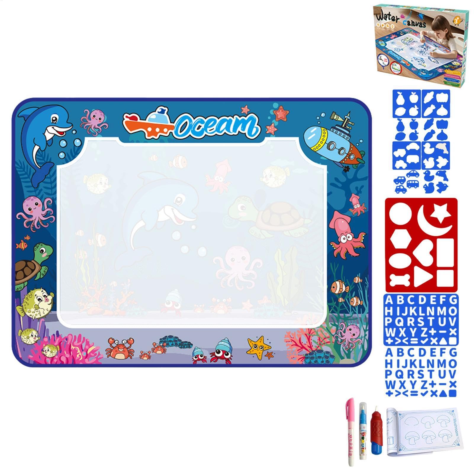 Water Doodle Mat - Large Water Painting Doodle Drawing Mat | Washable Floor Painting Writing Pad for Children, Girls, Boys, Family