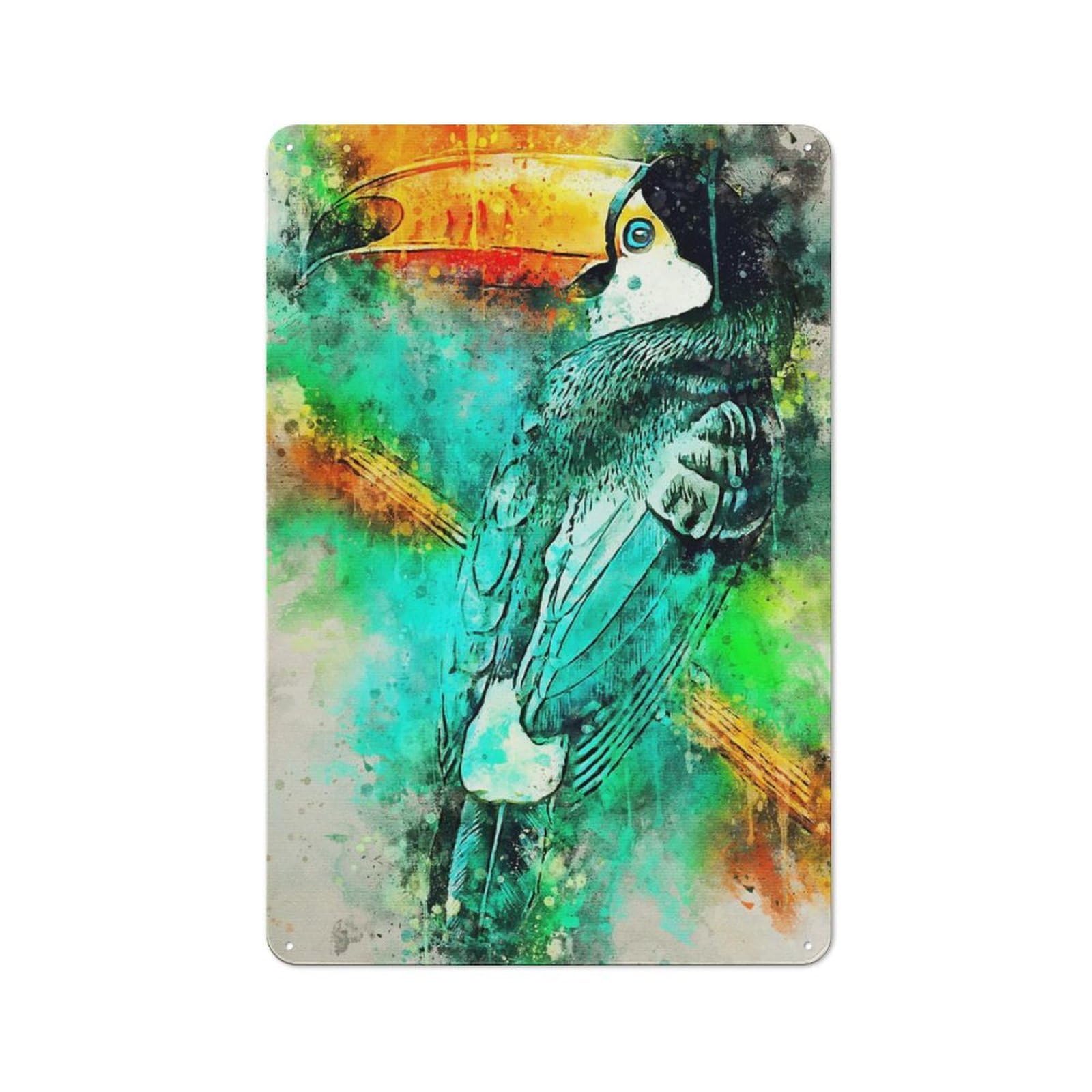 Junmoney Style-15 Industrial Tin Wall Sign 30X20cm Featuring Toucan Birds, Urban Room Decor For Workspace, Cafe, Hallway Or Garage