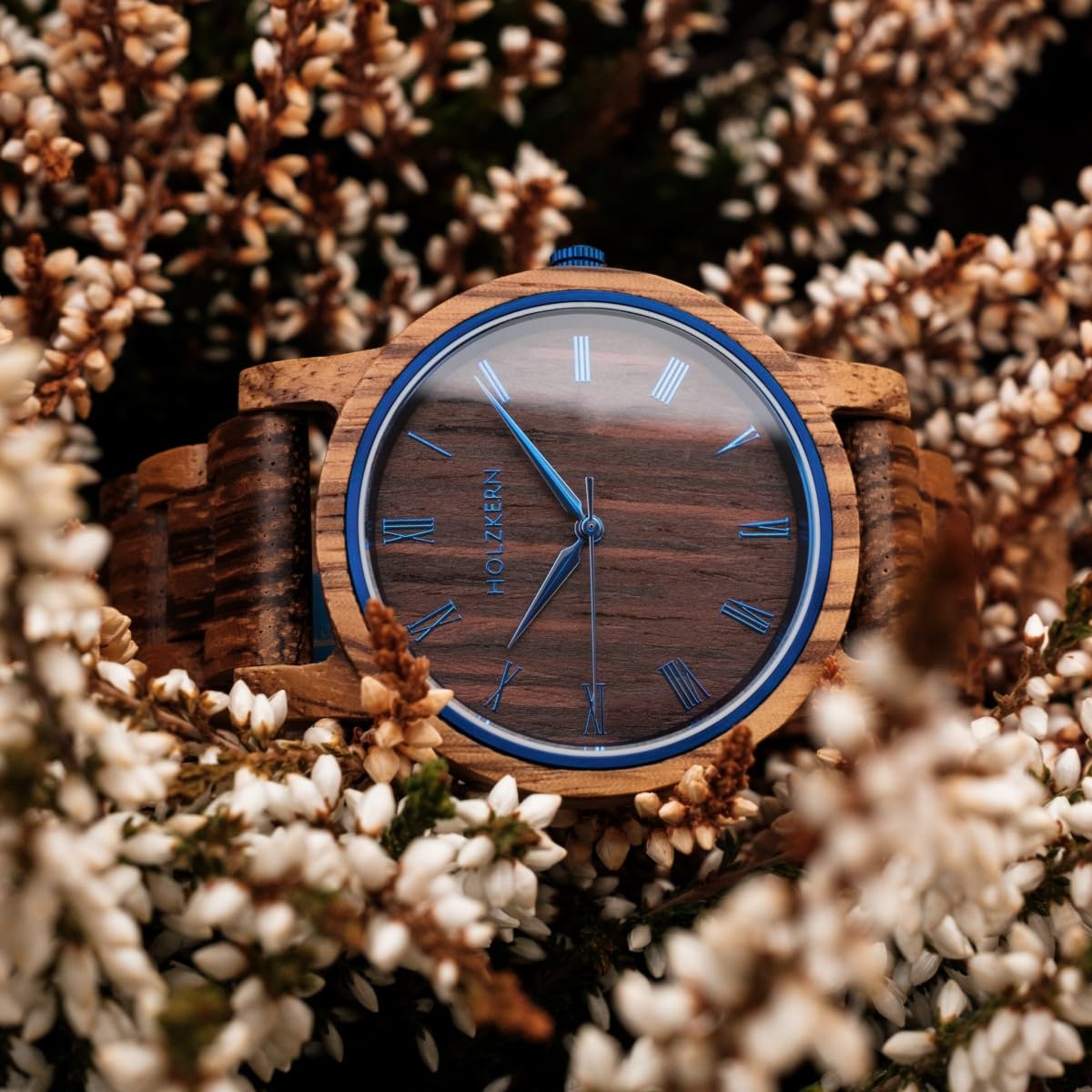 HOLZKERN Armbanduhr Quarz Herbstmorgen Zebrano/Wenge 9120078332702 | außergewöhnliche Unisex-Uhr für Frauen und Männer,
