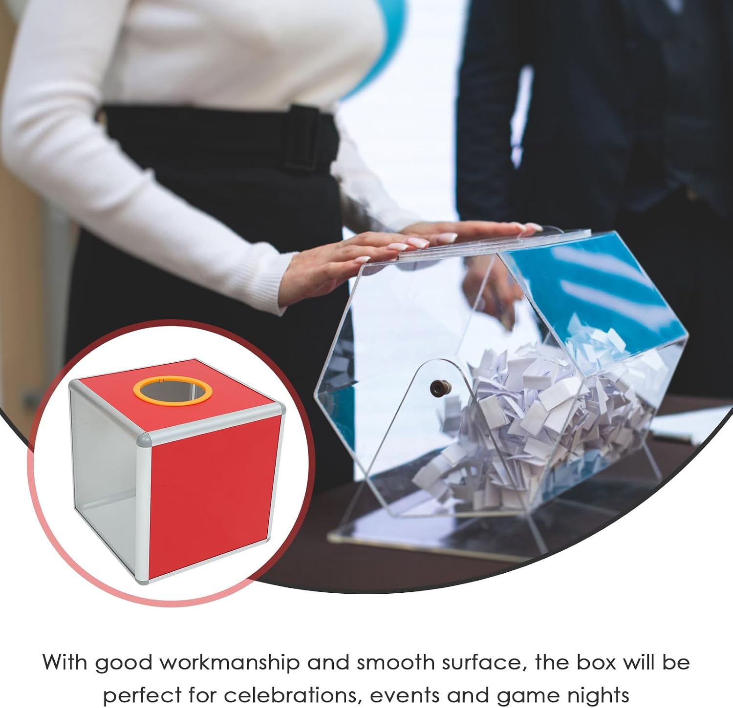 Box Box Clear Container Business Raffle Raffle for Tickets Diaper Tickets Container for s Diaper Red Mail Charity Voting