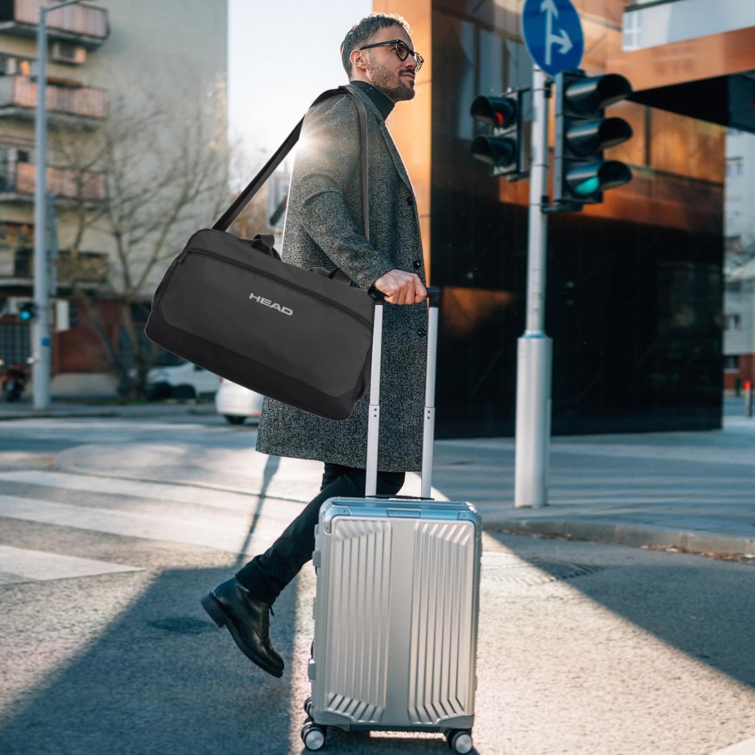 HEAD 40L Waterproof Travel Duffel Bag for Men, Large Sport Gym Bags for Fitness/Weekender Overnight, Lightweight Luggage Shoulder Bag for Business/Workout/Trip, Black - Image 2