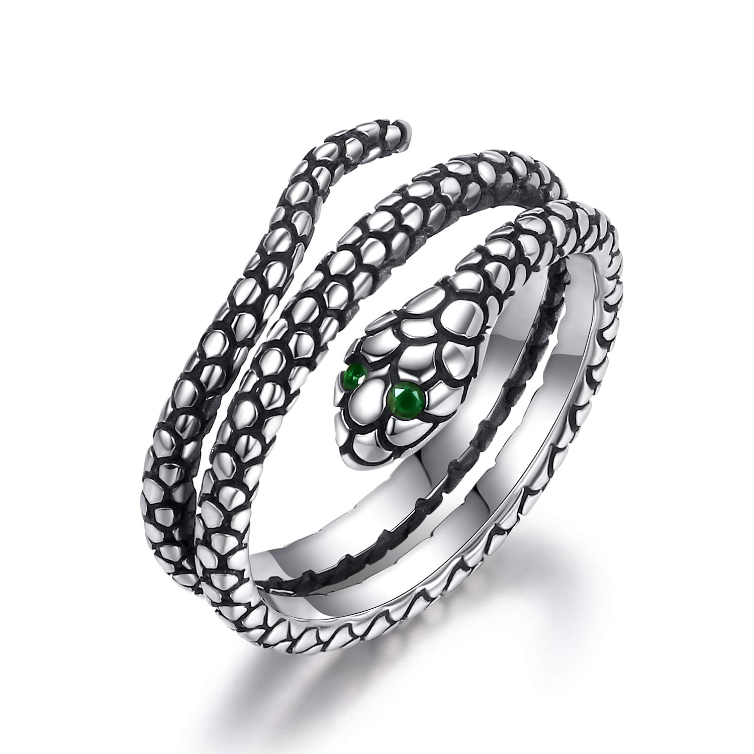 GOXO Anillo de plata de ley con búho y serpiente, anillos ajustables vintage para mujeres y hombres