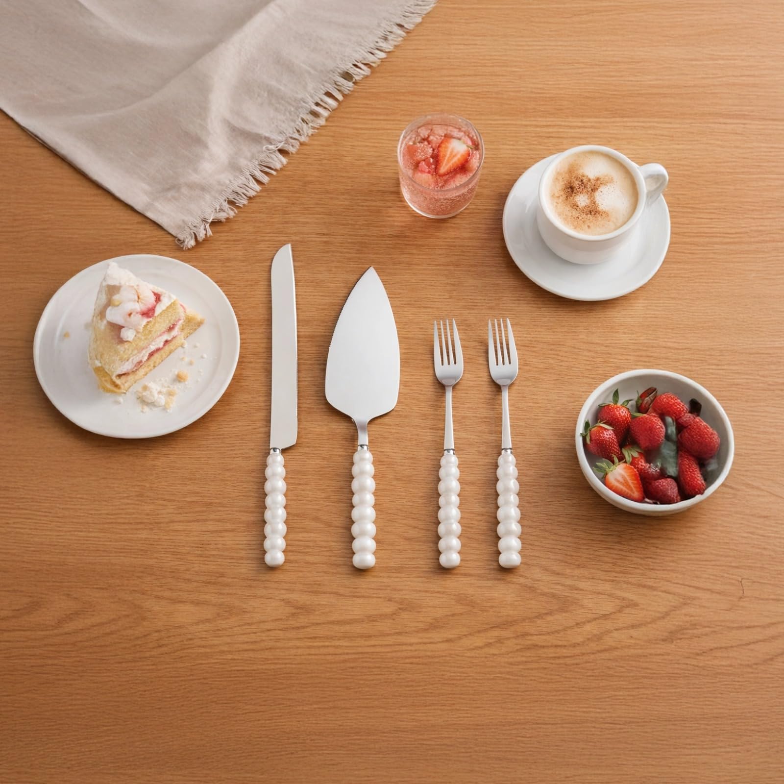 Service à découper le gâteau, 4 pièces, couteau à gâteau, pelle de service et fourchettes en acier inoxydable, manche en plastique, finition miroir, pour mariage, pain, pizza, pâtisserie, cuisine