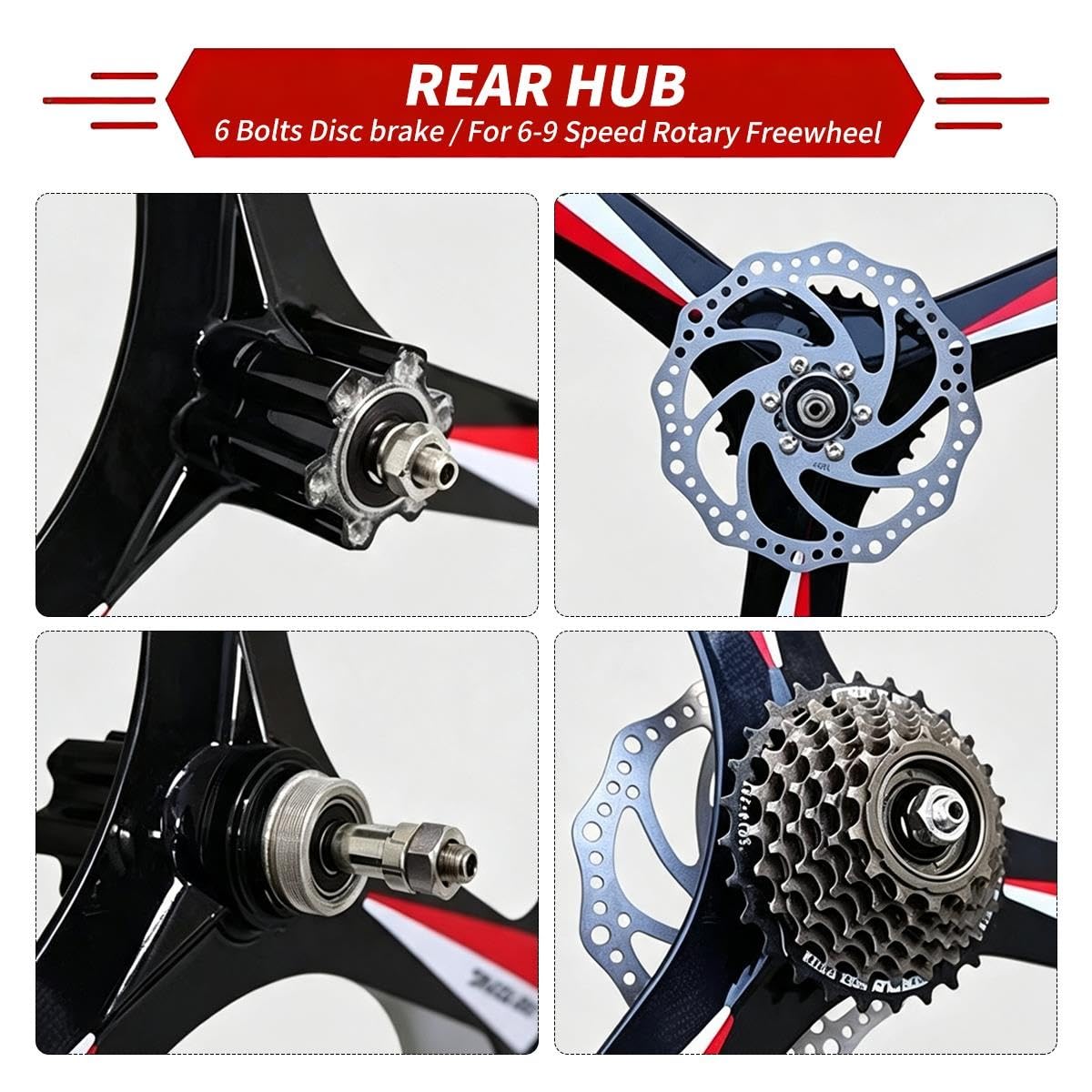26/27,5/29" Ruote Mountain Bike In Magnesio 3 Raggi Freno A Disco 100/135mm