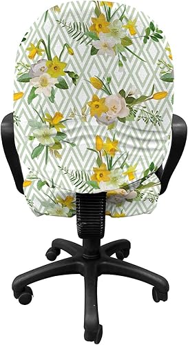 Miniatura 2 de Ambesonne Funda para silla de oficina con diseño de acuarela, diseño de pétalos y hojas florecientes de diseño floral, funda protectora de tela