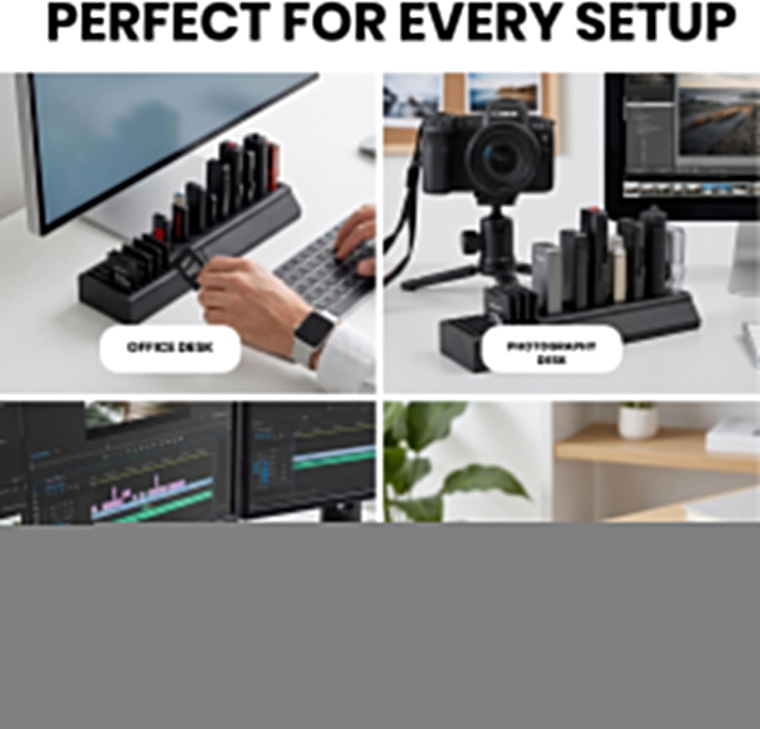 SplashNColor USB and SD Card Holder for Wide USB Sticks – Desktop Flash Drive Organizer | Holds 8 USB Drives 8 SD Cards 5 Micro SD | Memory Card Storage Stand for Home Office Desk