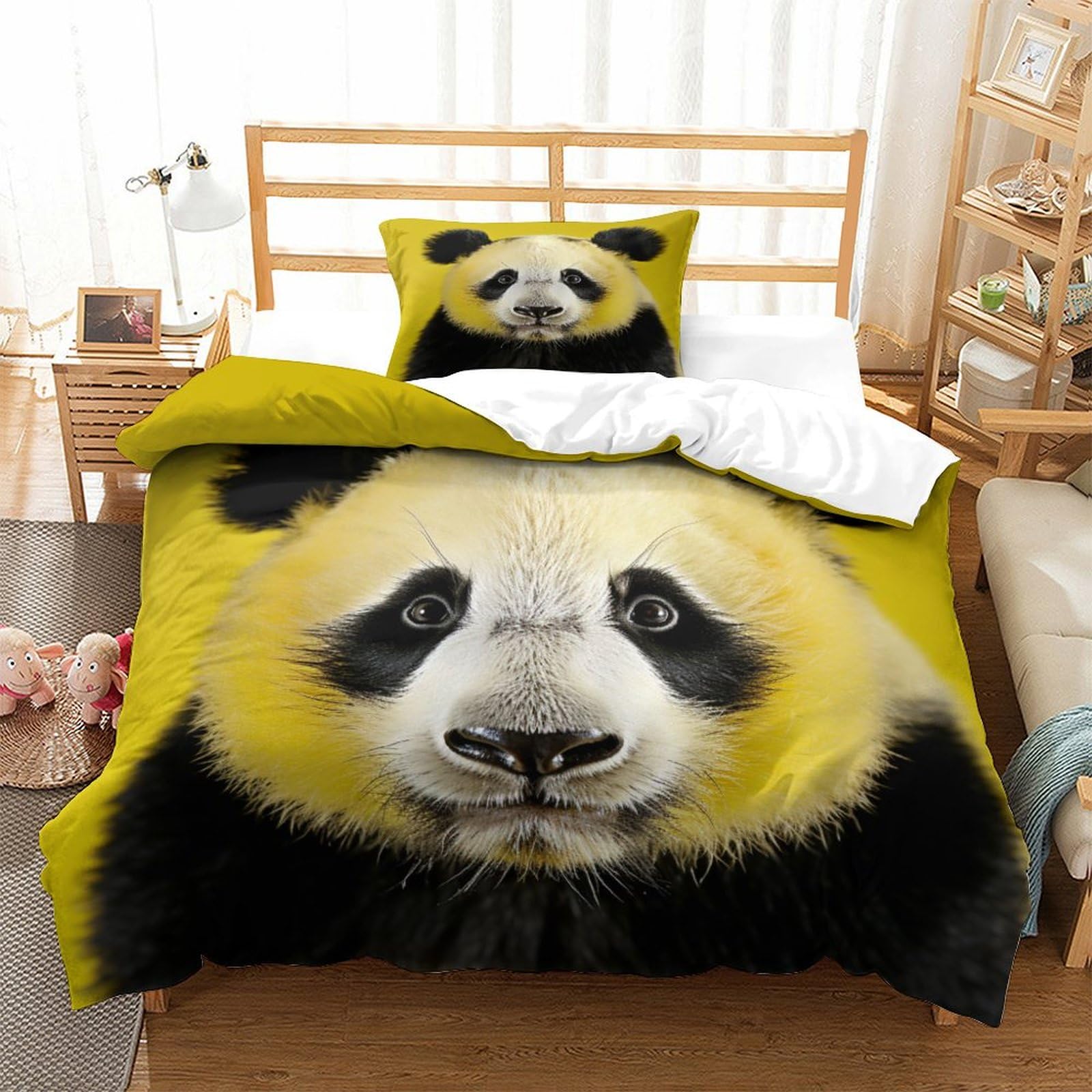 P1S9U7W5Y 3D Printed Panda Pattern Duvet Cover Set 3pcs Microfiber Panda Bedding Set Single