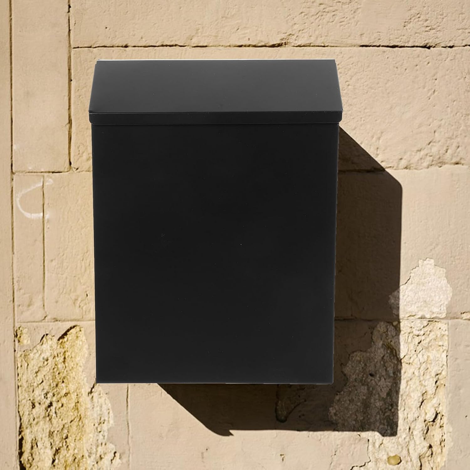 Iron Wall Mount Mailbox Outdoor Decorative Mail Box with Lock for Business Heavy Duty Mailbox for Letters and Suggestions Black