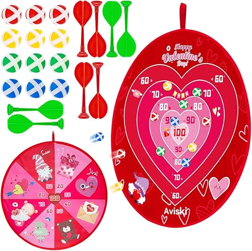 Juego de mesa de dardos para el día de San Valentín, juegos de mesa de fiesta de doble cara con 8 dardos y 16 bolas de palo, juegos de San Valentín