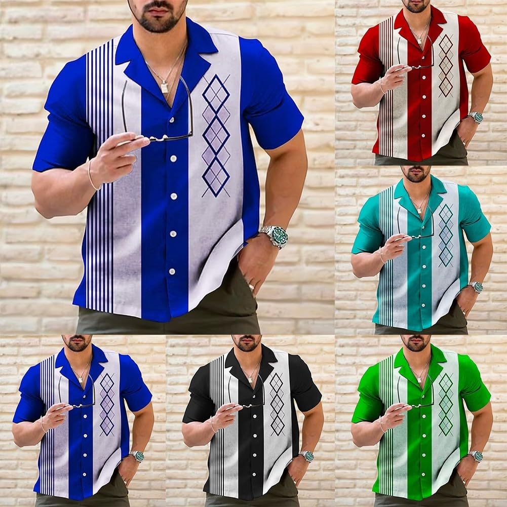 QOXEZY Camicia Casual Uomo Cotone Poliestere Estiva
