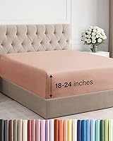 Vista 51 de Sábana bajera extra profunda tamaño Queen – Sábana bajera individual de lujo para hotel solamente – Se adapta fácilmente a colchones de 18 a 24