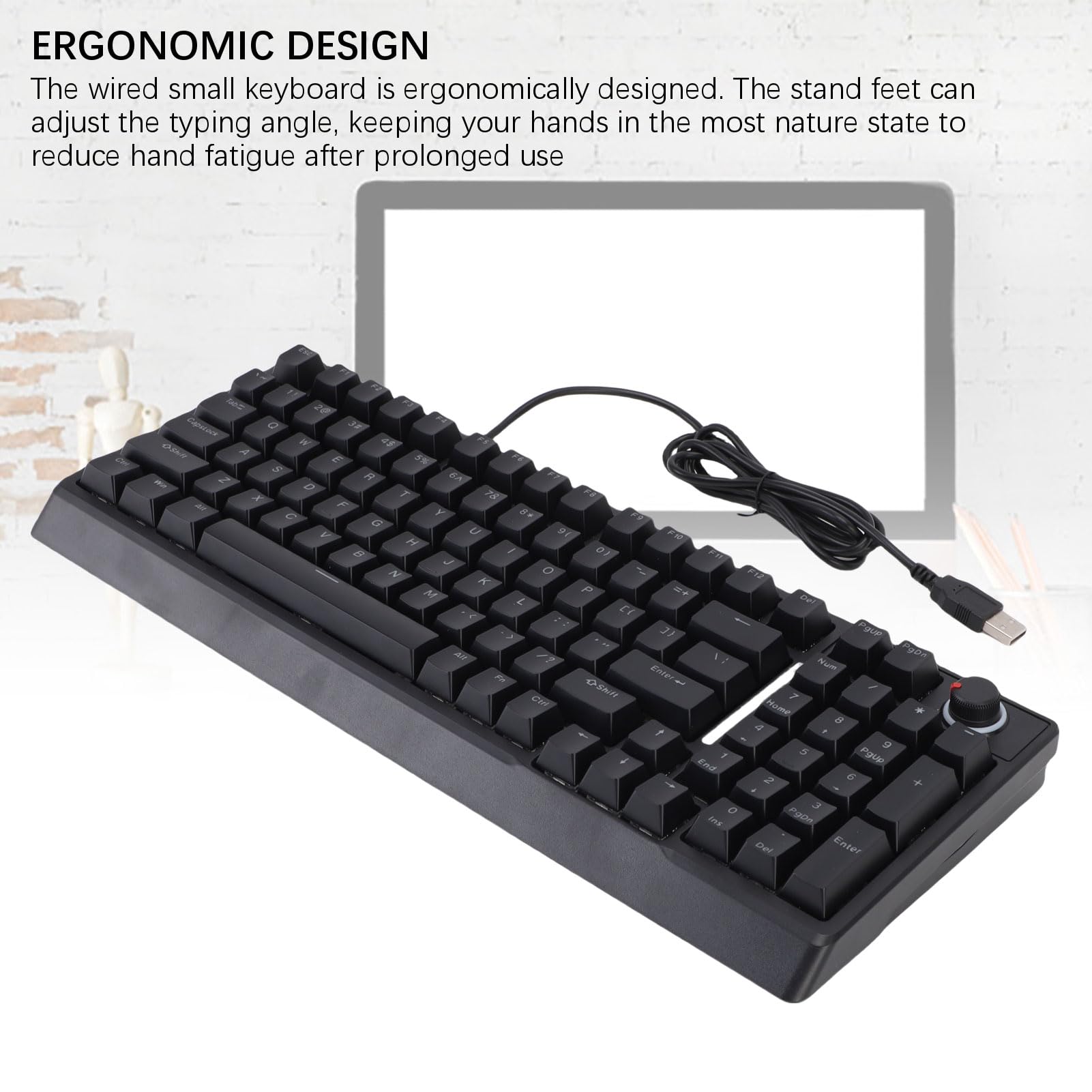 XUMIUZIY Przewodowa Klawiatura Gier RGB, Klawisze 98 Klawisze Mechaniczne klawiaturę Gier z Pokrętłem, Wiele Trybów RGB, 80% Układ, Ciche Ergonomiczne Klawiatury na PC, Laptop