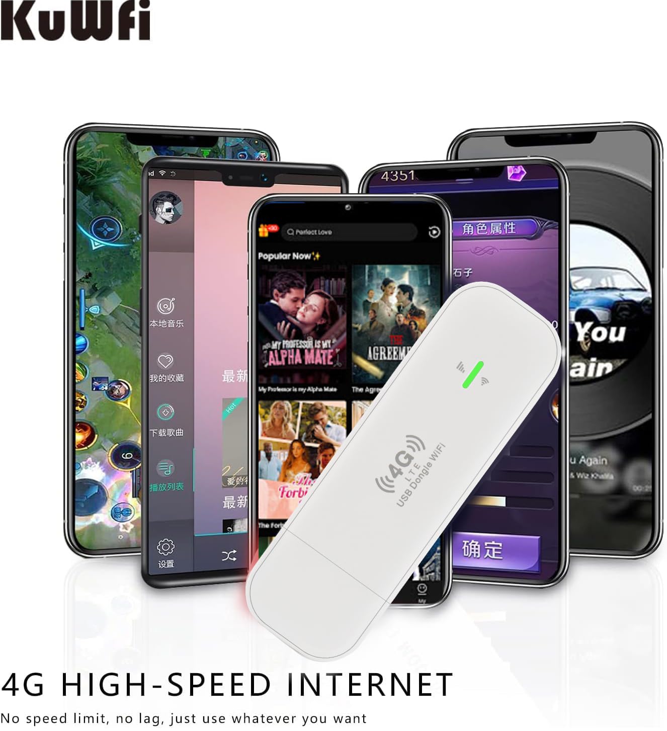 KuWFi Clé Internet 4G 150 Mbps, Modem USB LTE, Adaptateur Réseau