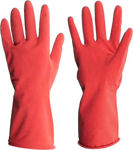 Miniatura 2 de ForPro - Guantes de goma natural, 6 pares de guantes reutilizables multiusos para limpieza del hogar con forro interior suave, impermeables y
