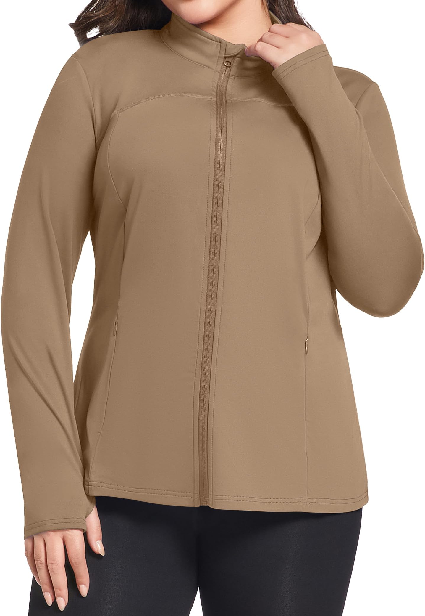 Plus Size Jackets for Women Athletic Workout Running Jacket Full Zip up Lightweight Yoga Tops with Thumb Holes