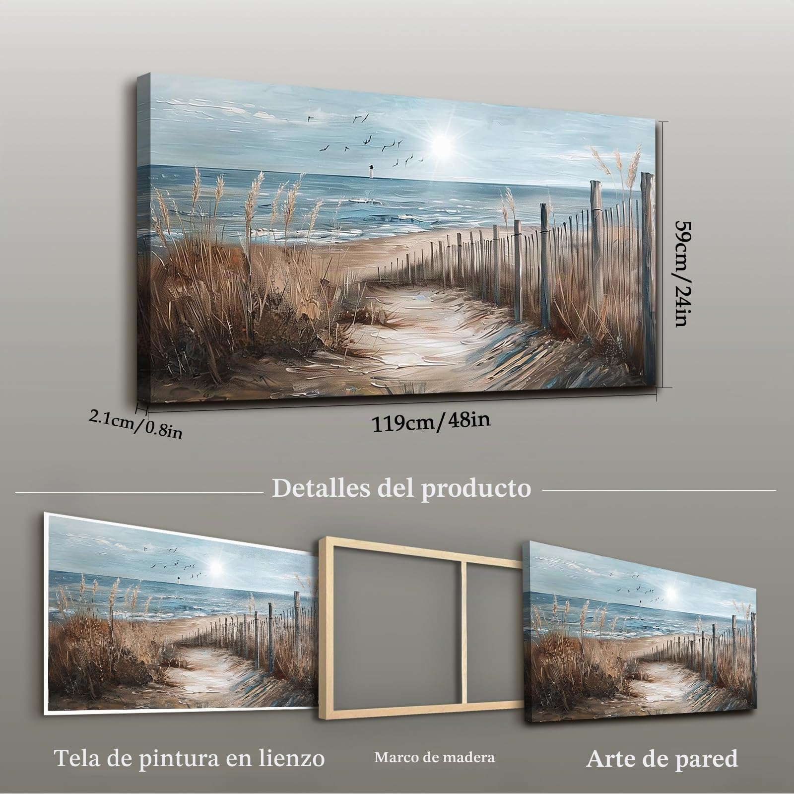 JHHUAMO Cuadros Decorativos Natural Mar Salon Dormitorio 59x119 cm