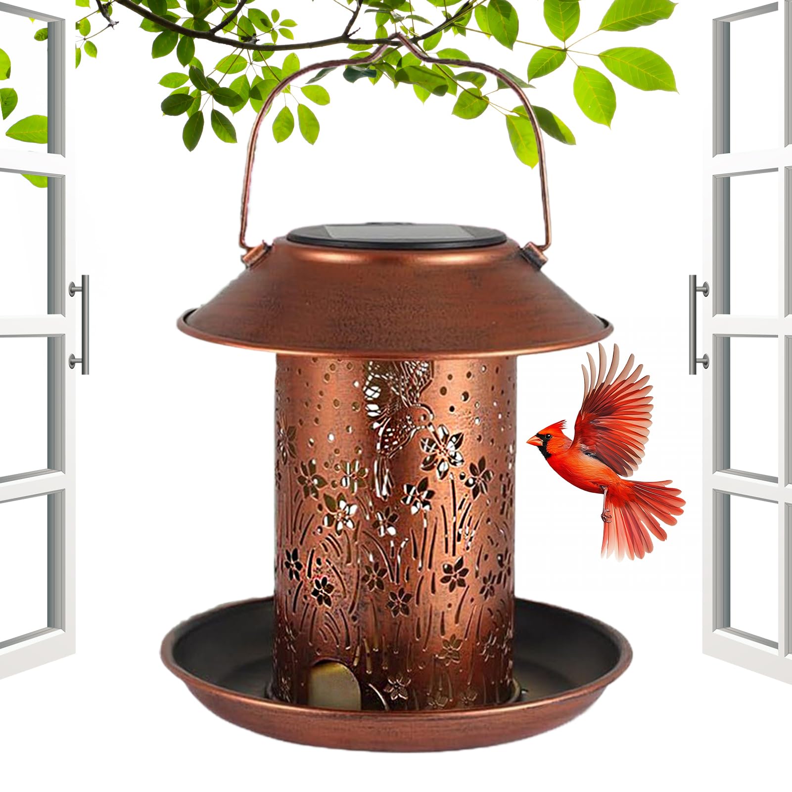 Mangeoire à oiseaux extérieure pour fenêtre et terrasse au design lanterne