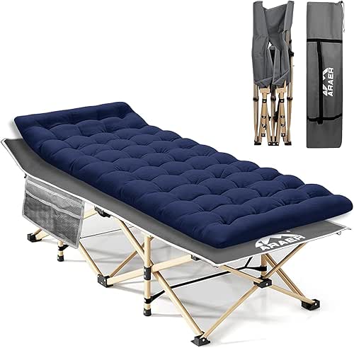 Camping Cot with Mattress, 450LBS(Max Load), Portable Folding Outdoor Bed