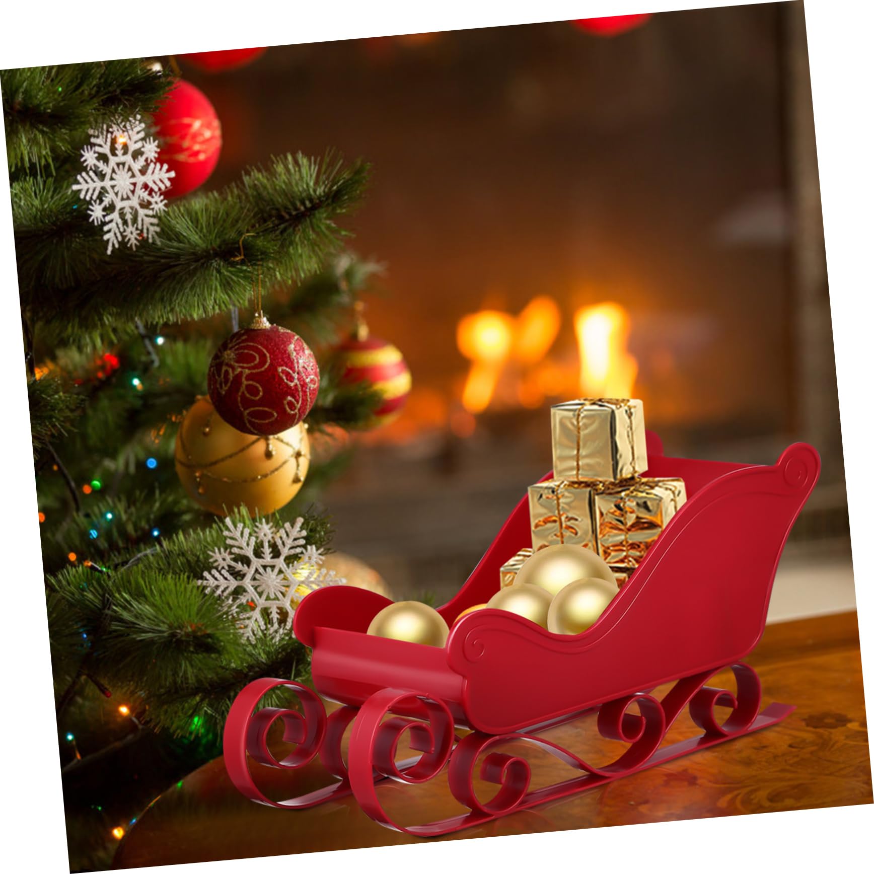 SOIMISS 3 Series Trineo De Navidad Apoyo De Trineo De Navidad Muñeco De Nieve Decoraciones Navideñas Interior Manualidades Navideñas con Trineos Día Festivo El Plastico Rojo 2 Piezas X 3
