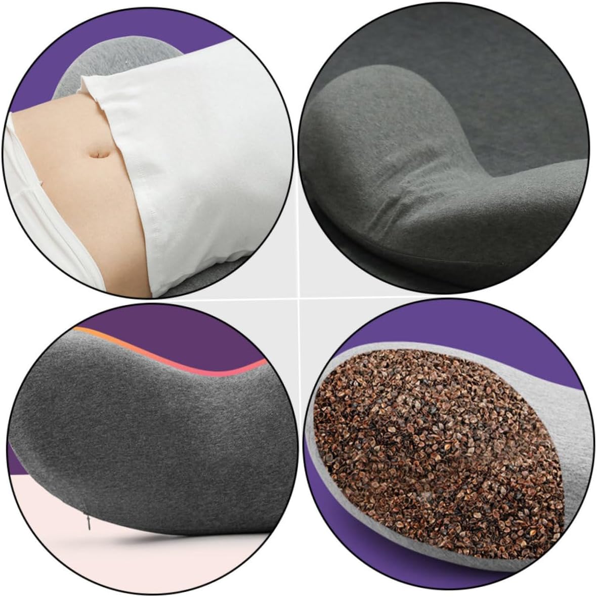 MAGICLULU Waist Pillow Lumbar Support for Bed Low Profile Pillow Practical for Sleep Reading Deep Gray