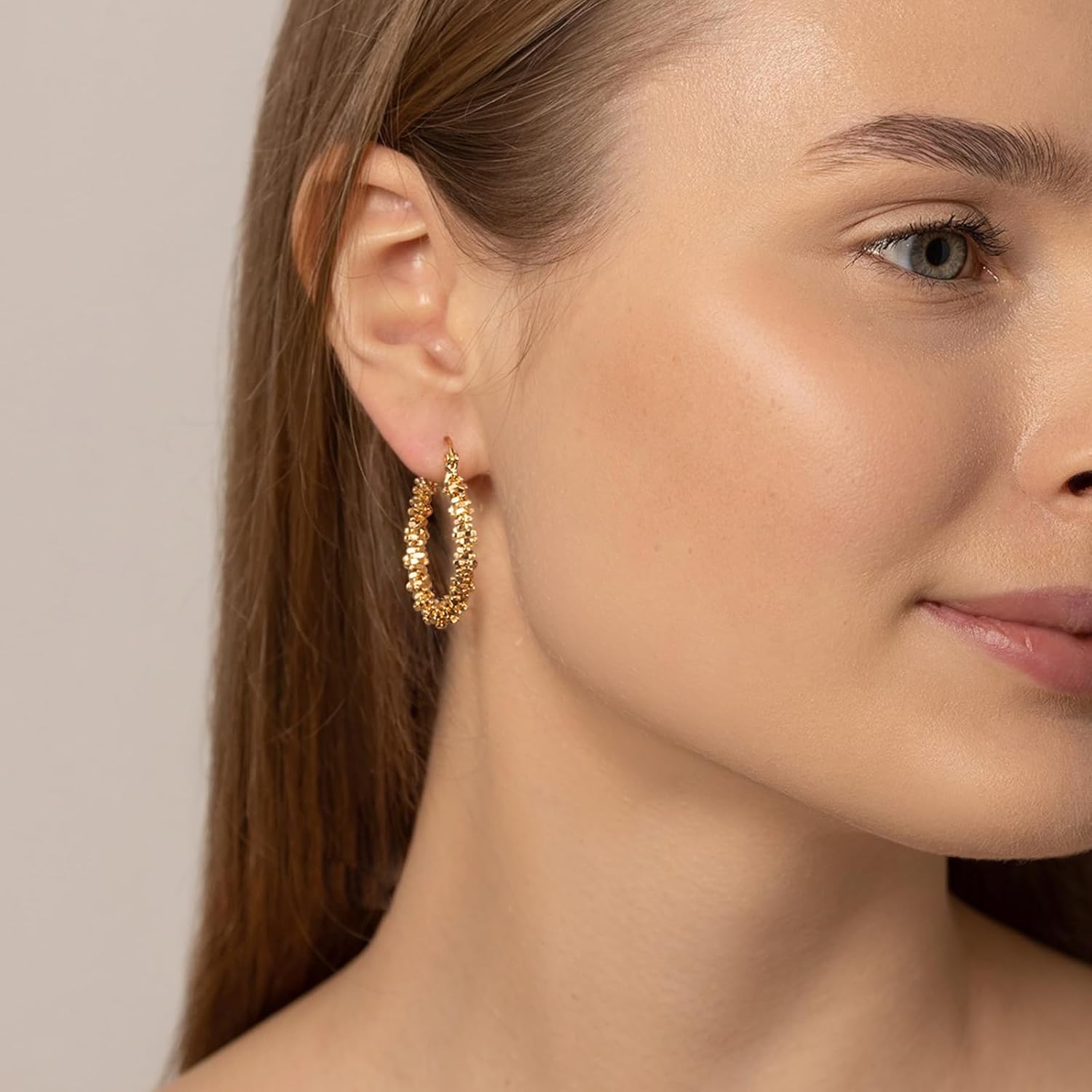 Milan Chiva 14K Gold Acrylic Rectangle Clear Earrings for Women, Plated Chunky Earrings Geometric Minimalist Statement Lightweight Huggie Dainty Hypoallergenic Hoop Earrings for Womens Jewelry - Image 4