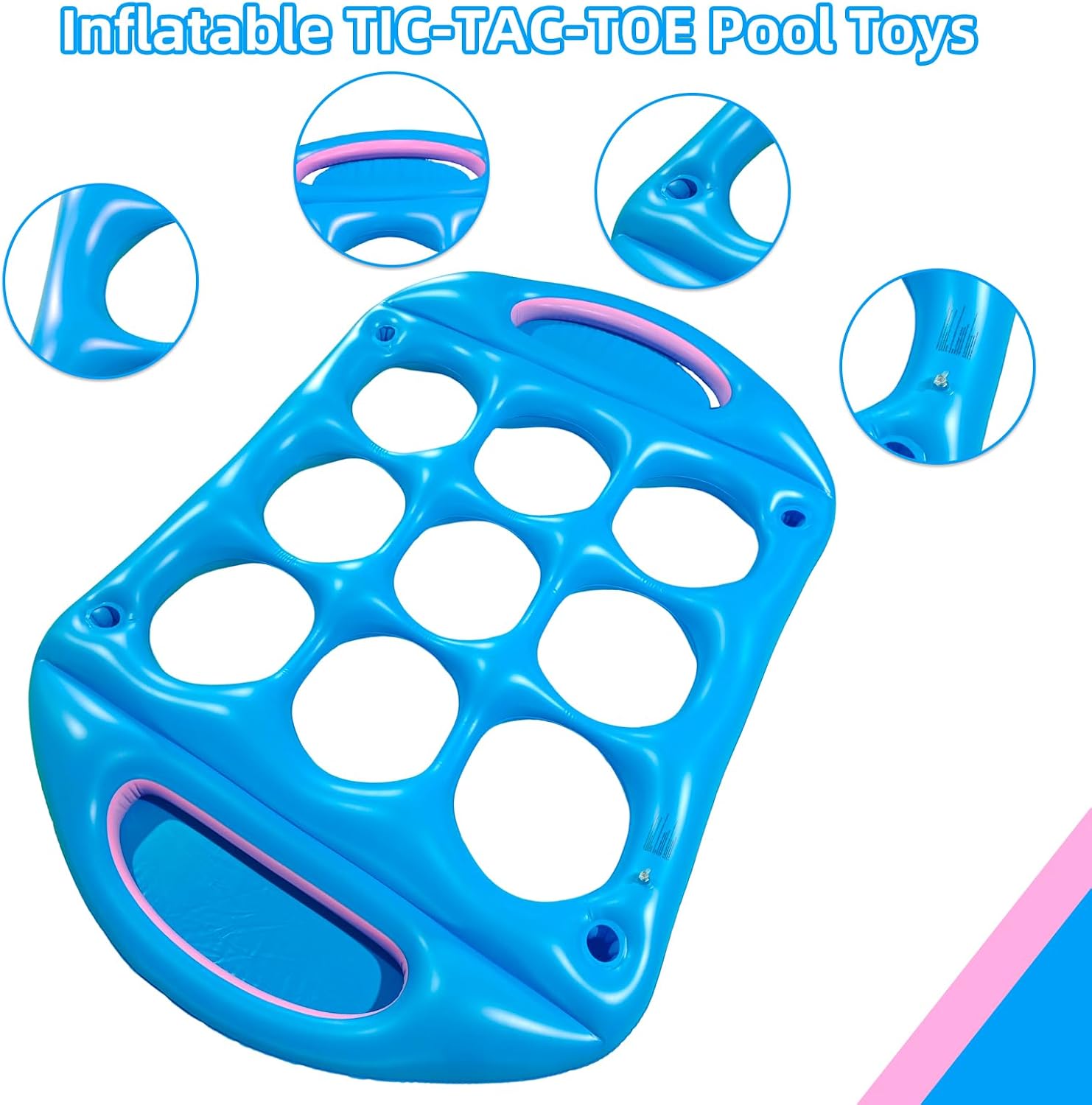 Mostop Pool Toys Games Set - Inflatable Tic-Tac-Toe Pool Toys with 12 Balls & Drink Holders, Summer Beach Pool Party Games for Adults Teens Kids, Outdoor Swimming Game Toy for Family