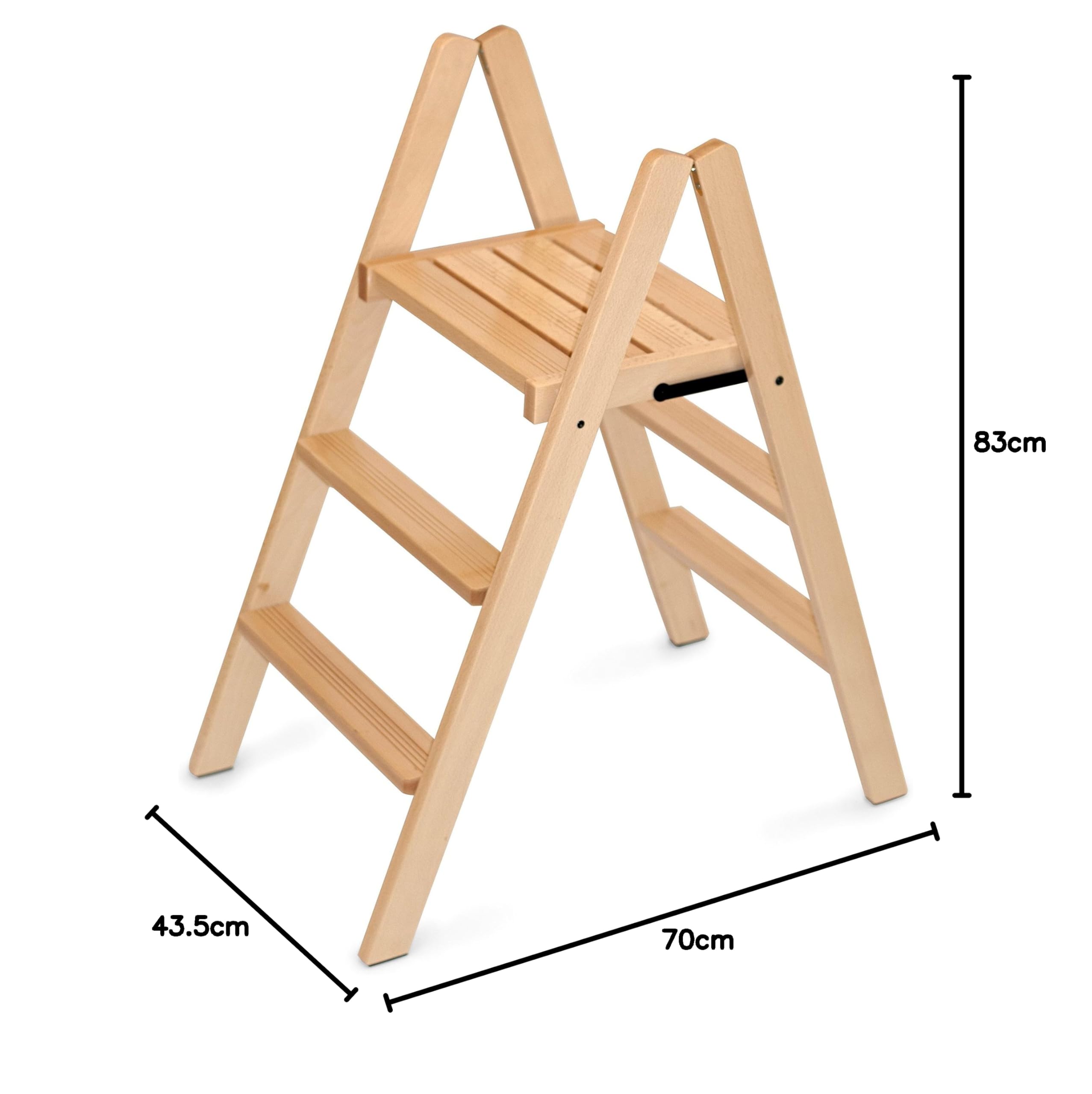 Arredamenti Italia Sgabello Dorotea, Legno - 3 gradini - Chiudibile - Finitura Ciliegio