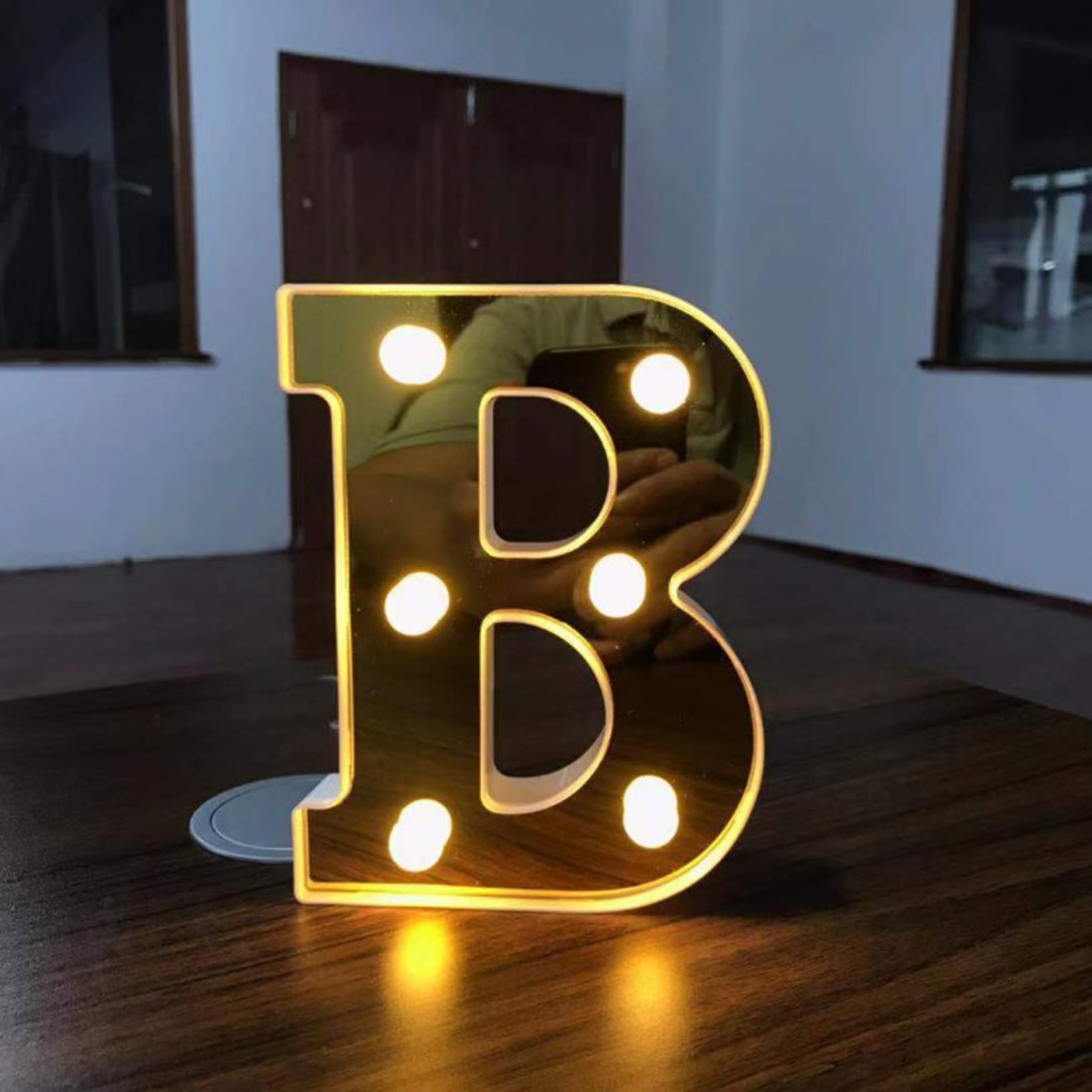 LED Letter B Lights 16cm Marquee Decoration Light Up 0-9 Numbers Night Light Letters Lights Sign for Party Wedding Anniversary Decor Battery Operatgn — image 1