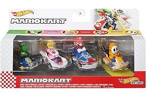 Hot Wheels Mario Kart Toy Vehicle 4-Pack: Race Down Rainbow Road in Style!