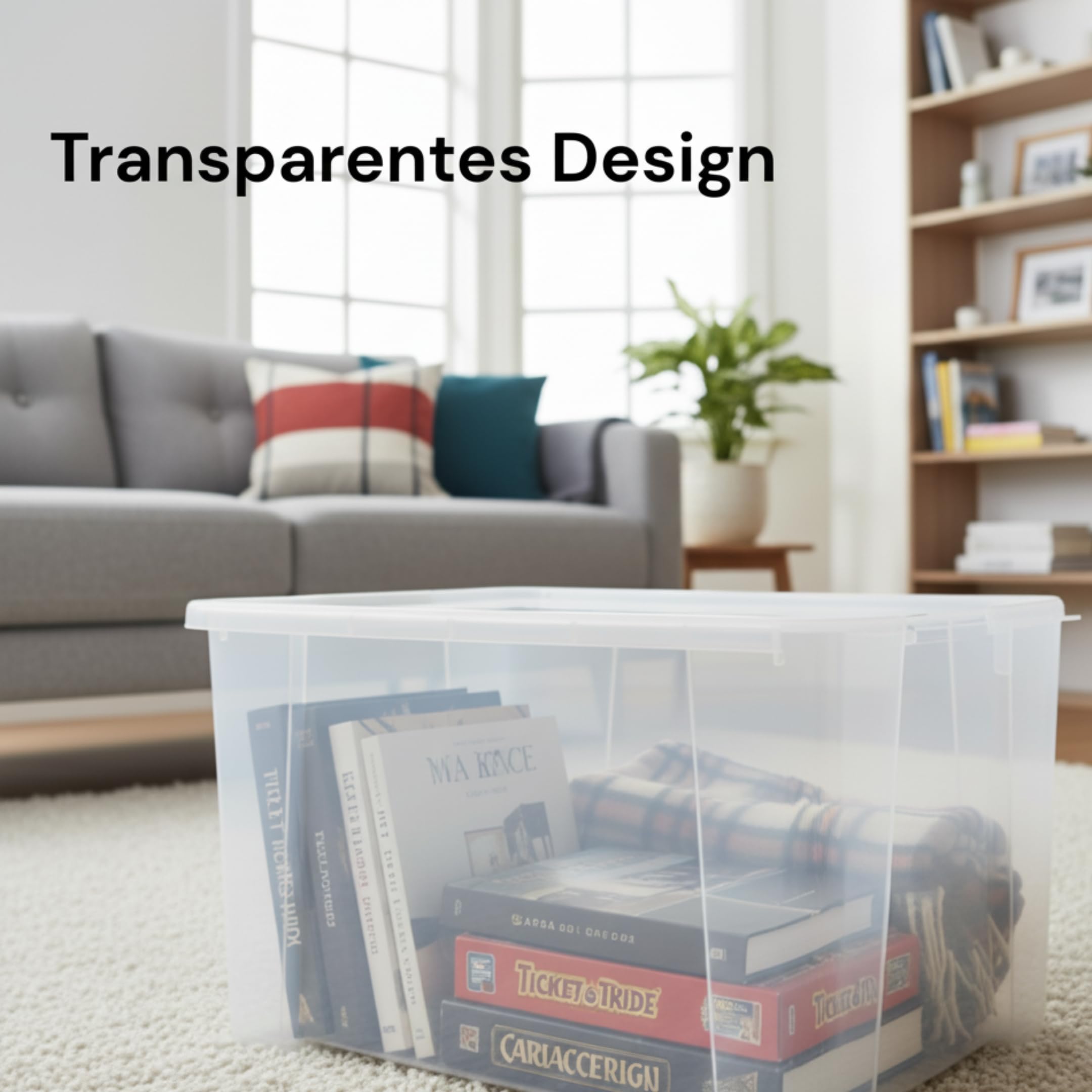IKEA Samla Scatola portaoggetti con coperchio – 45L con coperchio, scatole impilabili trasparenti – Scatole portaoggetti robuste – Grandi scatole portaoggetti per la casa e il seminterrato - LxPxH