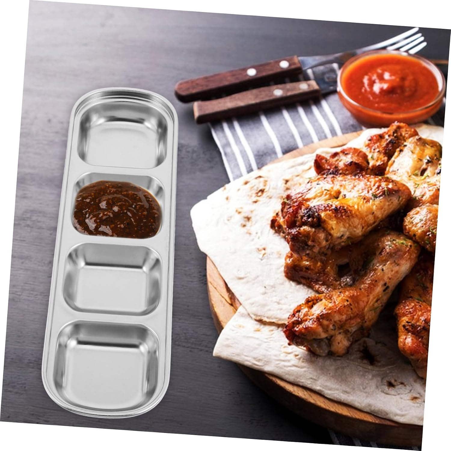 Multifunctional Stainless Steel Sauce Dishes for Korean Kitchenware Chic Aesthetic for Home Restaurant