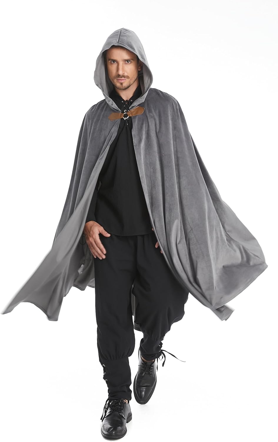 Colorful House Adult Renaissance Cloak Gothic Witch Cape with Hooded Medieval Halloween Capes - Image 3