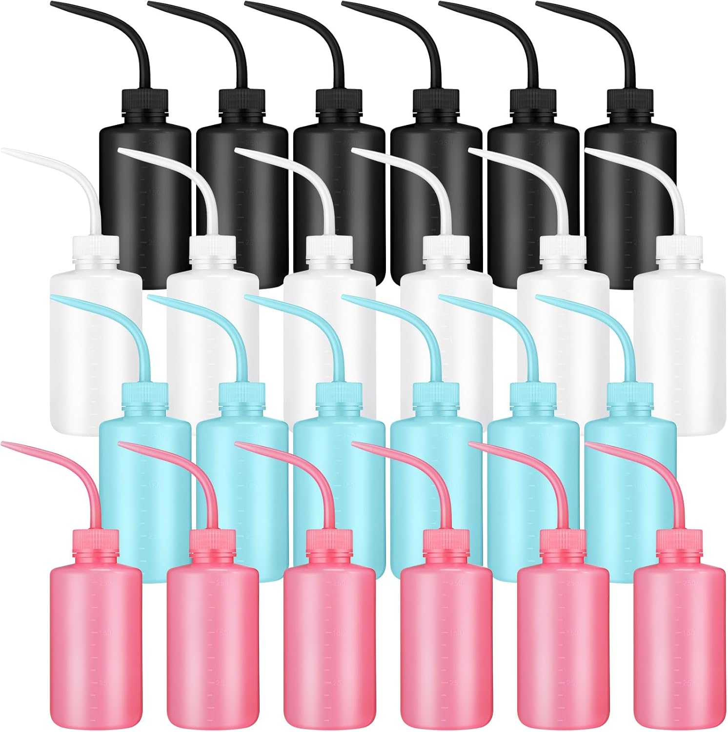 Dandat 24 Pcs Tattoo Squeeze Bottle, 250 ml/ 8.5 oz Lab Wash Bottle Colorful Plastic Safety Water Squirt Lash Rinse Cleaning Succulent Watering Irrigation Bottles for Indoor Plants