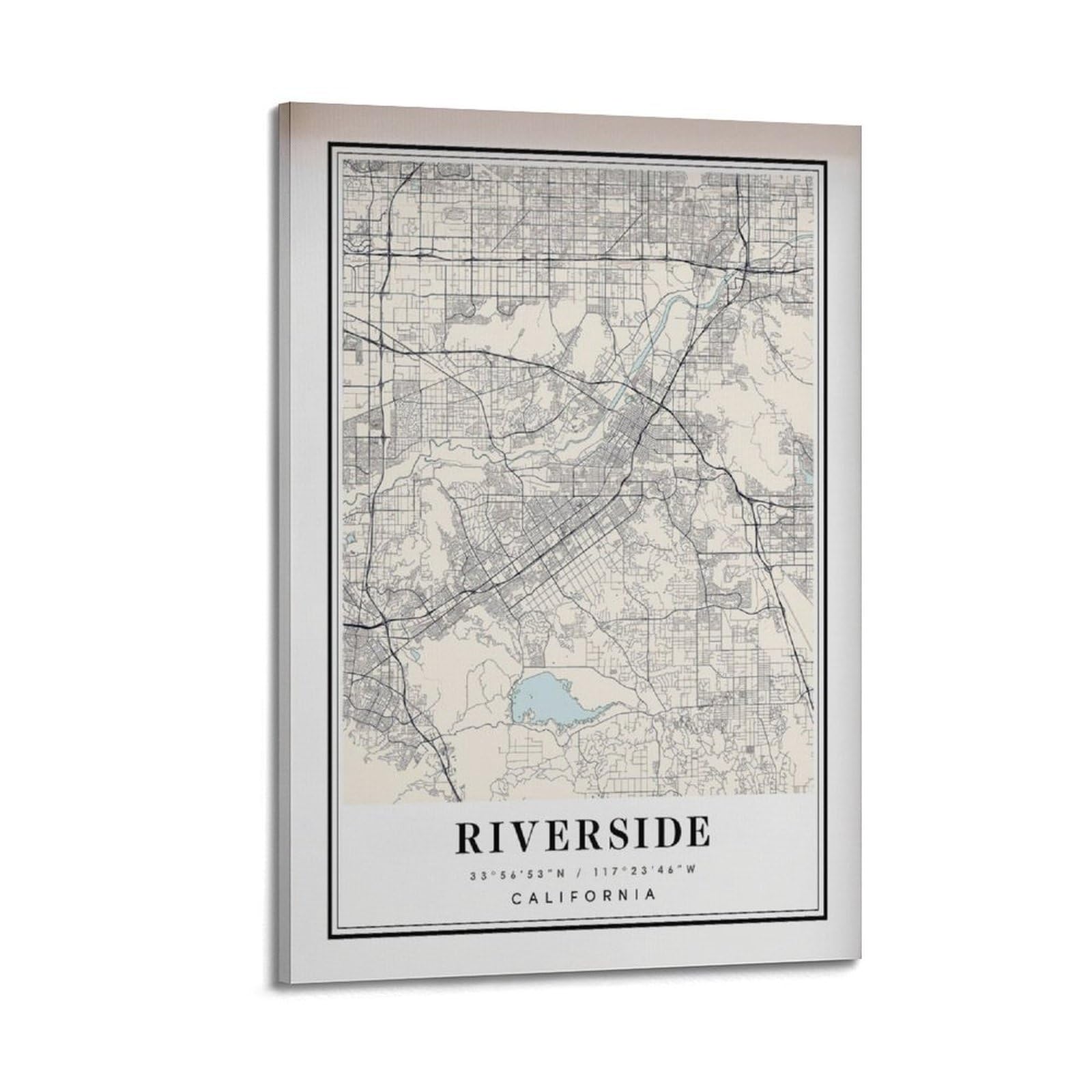 xiaoxiaoshen Riverside CA Map Canvas Poster Wall Art Prints Room Aesthetic Murals Bedroom And Living Decorations 24x36inch(60x90cm)