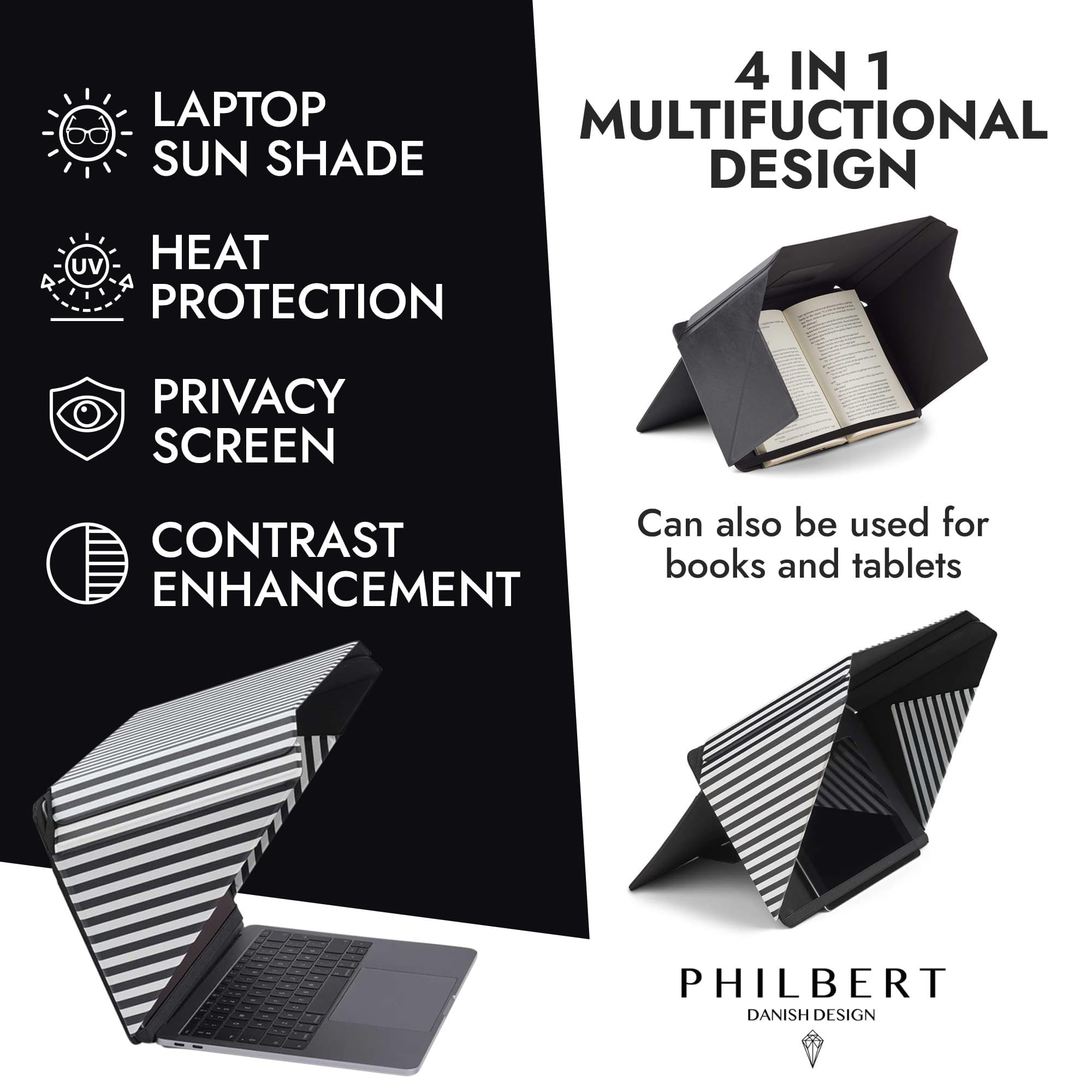 Pare-Soleil 4 en 1 pour Ordinateur Portable - Pare-Soleil pour écran - Protection Contre la Chaleur - Amélioration du Contraste - Convient aux Ordinateurs Portables de 15"-16