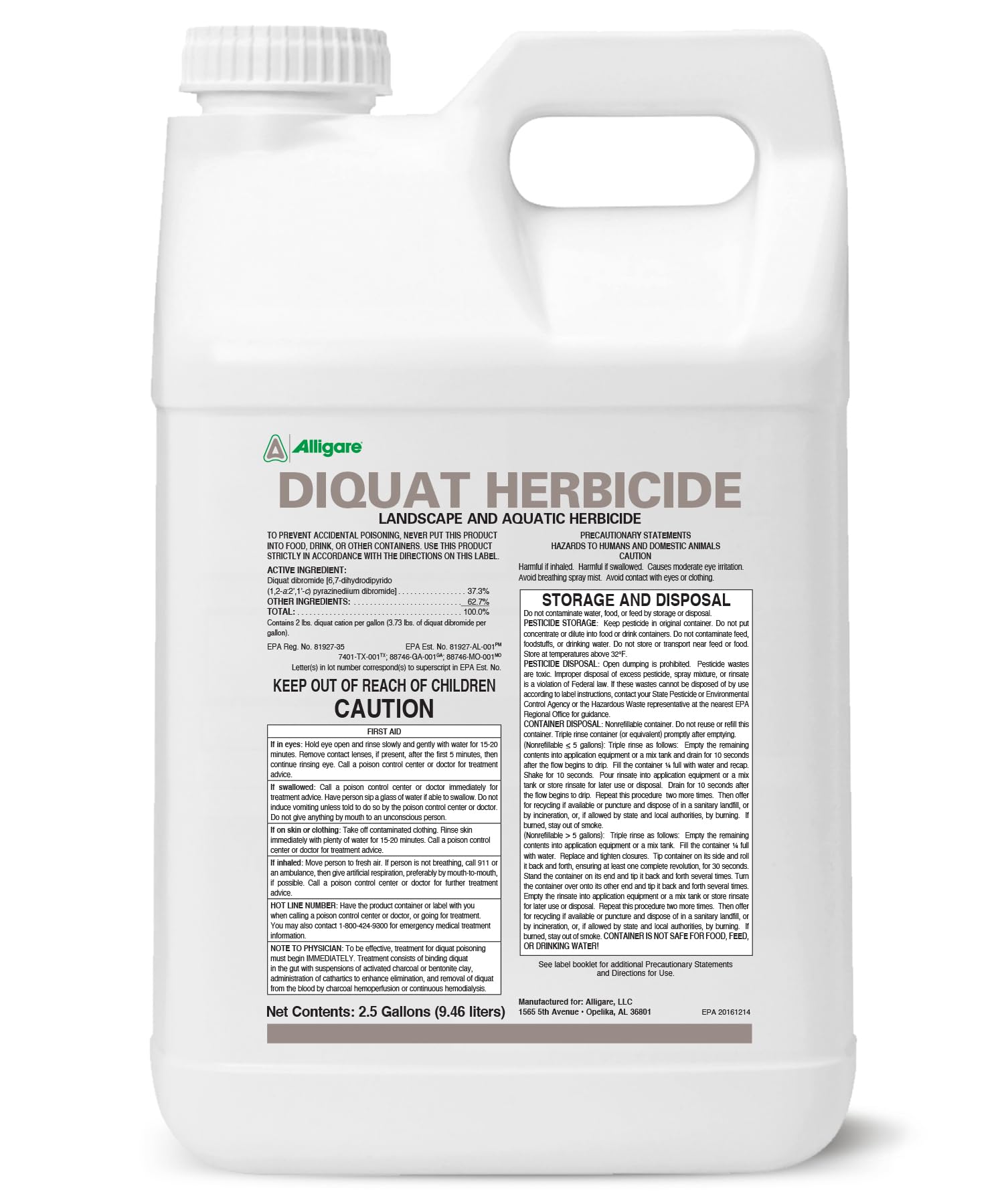Diquat Aquatic Herbicide (2.5 Gallons)