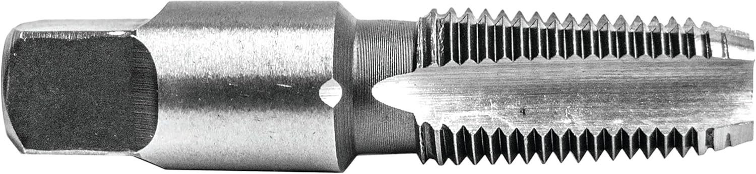 Century Drill & Tool 95201 1/8-27 NPT National Pipe Thread Tap, High Carbon Steel for Metal Use, Tap Sizes for Internal Pipe Threading, 75% Thread Engagement over 60% Industry Standard, Hand Cutting